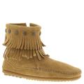 Minnetonka Double Fringe Side Zip - Womens 9 Tan Boot Medium