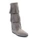 Minnetonka 3-Layer Fringe - Womens 6 Grey Boot Medium