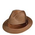 Stacy Adams Men's Pinch Front Open Weave Fedora Cognac Size M