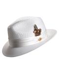 Stacy Adams Men's Pinch Front Open Weave Fedora White Size L