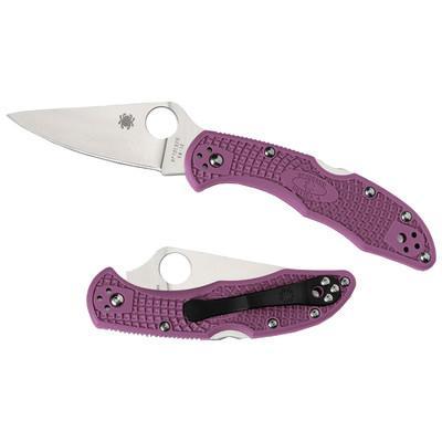 Spyderco C11FPPR Delica 4 Plain Edge Blade, Purple