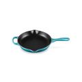 Le Creuset Signature Enamelled Cast Iron Skillet Frying Pan With Helper Handle and Two Pouring Lips, 23 cm Teal, 20182231700422