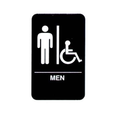 Vollrath 5631 6x9 Men/Accessible Sign - Braille, White on Black