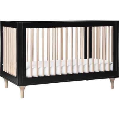 BabyLetto Lolly 3-In-1 Convertible Crib with Toddler Bed Conversion Kit - Black/WashedNatural
