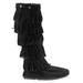 Minnetonka 5-Layer Fringe - Womens 8 Black Boot Medium