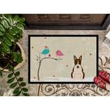 The Holiday Aisle® Medinger Christmas Presents Between Friends Bull Terrier Outdoor Door Mat Rubber in White | 18 W x 27 D in | Wayfair