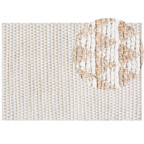 Teppich Beige 160 x 230 cm Kurzflor mit Geometrisches Muster Handgewebt Modern