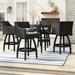 Three Posts™ Northridge Square 4 - Person 38" Long Bar Height Outdoor Dining Set w/ Cushions, Wicker in Brown | Wayfair