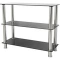 AVF S13 Wide 3 Shelf Shelving Storage Unit in Black Glass and Chrome Legs