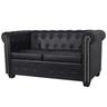 vidaXL Divano Chesterfield a 2 Posti in Finta Pelle Nero