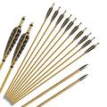 IRQ Handmade Archery Wooden Arrows 32" Longbows Target Arrows with Real Turkey Feathers Silver Point for Traditional Recurve Bow Longbow Horsebow Hunting Target Practice Gift 10Pcs