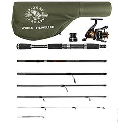 Rigged and Ready World Traveller Travel Fishing Rod Reel & Case Set.Compact 6 Sections, 2 Tips. Super Compact carry size. 2-in-1, 1.9m + 2.15m (6.4' + 7') Fishing Rod + 2 tips.