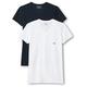 Emporio Armani Men's 111512cc717 Short Sleeve T-Shirt,Pack of 2,Multicoloured (White/Marine),Large