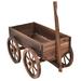 Costway Wood Wagon Planter Pot Stand with Wheels