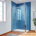 ELEGANT 1200 x 800 mm Sliding Shower Enclosure 6mm Safety Glass Reversible Bathroom Cubicle Screen Door with Side Panel