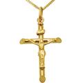 Alexander Castle Solid 9ct Gold Crucifix Necklace for Women - Gold Cross Necklace Pendant with 18" 9ct Gold Chain & Jewellery Gift Box - 32mm x 22mm