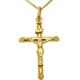 Alexander Castle Solid 9ct Gold Crucifix Necklace for Women - Gold Cross Necklace Pendant with 18" 9ct Gold Chain & Jewellery Gift Box - 32mm x 22mm