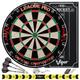 Viper League Pro Regulation Bristle Steel Tip Dartboard Starter Set with Staple-Free Bullseye, Radial Spider Wire, High-Grade Sisal with Rotating Number Ring, Chalk Cricket Scoreboard, Steel Tip Darts