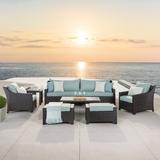 Three Posts™ Northridge 7 Pieces Rattan Sunbrella Sofa Seating Group w/ Cushions Wicker/Rattan in Brown | 32 H x 96 W x 36 D in | Outdoor Furniture | Wayfair