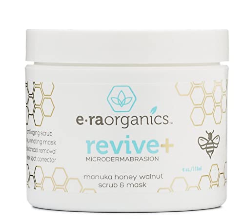 Era Organics Microdermabrasion Facial Scrub & Face Exfoliator - Spa Quality Exfoliating Face Mask with Manuka Honey & Walnut - Moisturizing Facial Exfoliant for Dry Skin, Blackheads, Wrinkles, Acne +