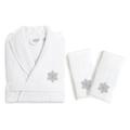 Linum Home Textiles Snow Flake 3 Piece Embroidered Luxury 100% Cotton Terry Cloth Bathrobe Set 100% Cotton | Small/Medium | Wayfair