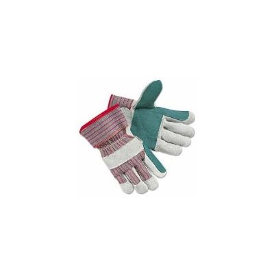 Memphis Men's Economy Leather Palm Gloves, White/Red, Large (MPG1211J)