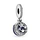 Pandora Moments Women's Sterling Silver Moon and Night Sky Cubic Zirconia Dangle Charm for Bracelet, No Box