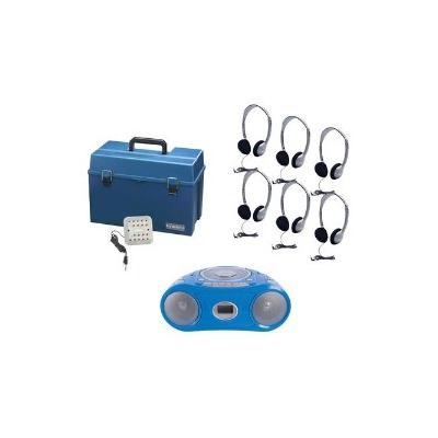 6 Piece Person Listening Center Set with Bluetooth CD/Cassette/FM Boombox and Personal On-Ear Headph
