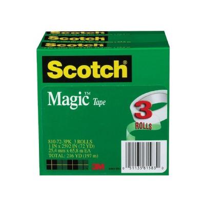 1" x 2592" Magic Tape, 3" Core- Clear (3 per Pack)