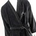 MEN PERSONALIZED MONOGRAM KIMONO BLACK BATHROBE - SIZE: L (L)