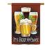 Breeze Decor It's Beer O'Clock 2-Sided Polyester House Flag in Brown/Green/Yellow | 18.5 H x 13 W in | Wayfair BD-BV-G-117028-IP-BO-DS02-US