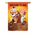 Breeze Decor Funny Farm 2-Sided Polyester House/Garden Flag Metal in Brown/Pink/Yellow | 40 H x 28 W in | Wayfair BD-FA-H-110039-IP-BO-DS02-IM