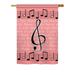 Breeze Decor Music is Life 2-Sided Polyester House Flag Metal in Red/Pink | 40 H x 28 W in | Wayfair BD-HB-H-115082-IP-BO-DS02-US