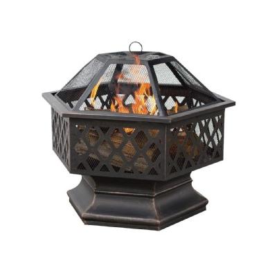 Outdoor Fire Pits 24 in. Hex Shaped Lattice Fire Pit in Oil Rubbed Bronze WAD1377SP