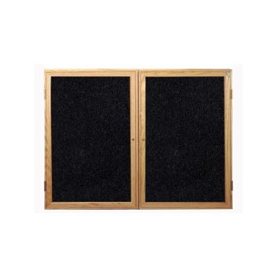 2-Door Oak Wood Frame Enclosure Recycled Rubber Tackboard - Black, pw23648tr-bk-ghe, pw23648tr bk gh