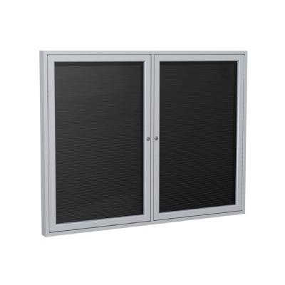 2-Door Satin Aluminum Framed Enclosure Letterboard - Black, pa23648b-bk-ghe, pa23648b bk ghe, pa2364