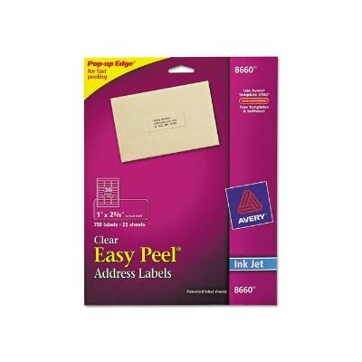 Easy Peel Inkjet Mailing Labels, 1 x 2-5/8, Clear, 750/Pack, Beige