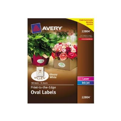 Oval Easy Peel Labels, 1-1/2 x 2-1/2, Glossy White 180/Pack