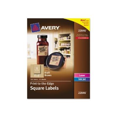 Print-To-Edge Kraft Brown Square Labels Ave22846