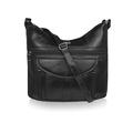 Quenchy London Ladies Large Handbag in Soft Real Sheep's Leather - Shoulder Cross Body Bag with 7 Pockets - H30cm x H33cm x D9cm QL176 Black