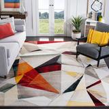 Gray/Orange 96 x 0.51 in Indoor Area Rug - Wade Logan® Asumi Wimbled Geometric Gray/Beige Area Rug Polypropylene | 96 W x 0.51 D in | Wayfair