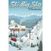 Ski Big Sky Montana Retro Ski Resort (16x24 Giclee Gallery Art Print Vivid Textured Wall Decor)