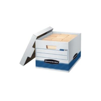 Quick/Stor Storage Box, Letter/Legal, Locking Lid, White/Blue, 12/Carton