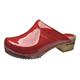 Sanita Classic Patent Mule Clog | Original Handmade Wooden Leather Clog for Women | Red | UK 8