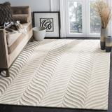 White 60 x 0.63 in Area Rug - Dakota Fields Bowers Geometric Handmade Tufted Wool Sand/Ivory Area Rug Wool | 60 W x 0.63 D in | Wayfair