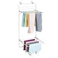 mDesign Clothes Rack for Hanging - Drying Rack With Plenty of Space for Laundry - Space-Saving Clothes Airer for Laundry Room & Household Room - White/Grey