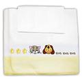 Zigozago - Baby Bedding Set Crib cot pram Linen Embroidered Sheets Cat & Dog; Size: Crib/pram 75 x 90 cm; Color: Yellow