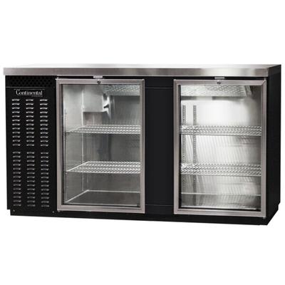 Continental Refrigerator BB69SNGD 69" Black Shallow Depth Glass Door Back Bar Refrigerator
