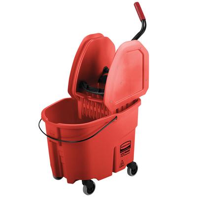Rubbermaid® FG757888RED WaveBrake® 35 Qt. Red Mop Bucket with Down Press Wringer