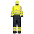 Portwest S485 Waterproof Warm Hi-Vis Contrast Winter Coverall Yellow/Navy, Medium